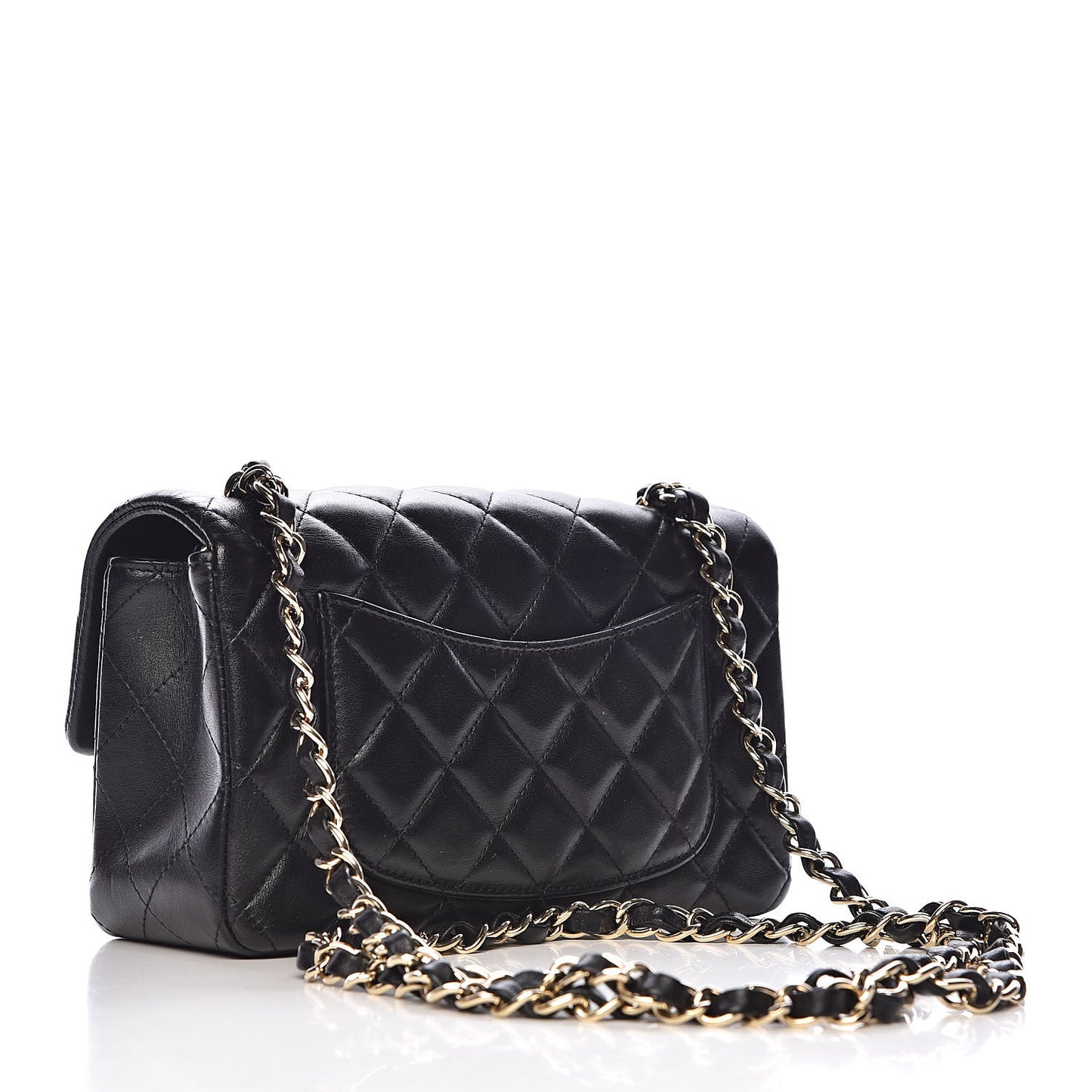 Lambskin Quilted Mini Rectangular Flap Black