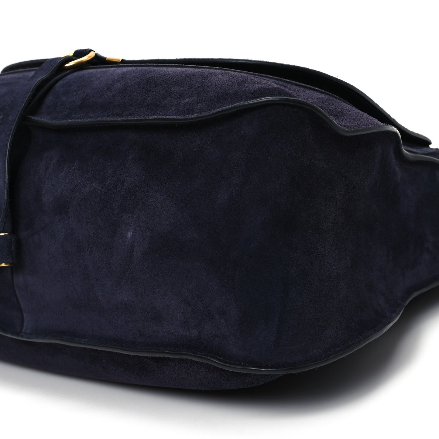 Suede Calfskin Braided Large Marcie Double Carry Navy