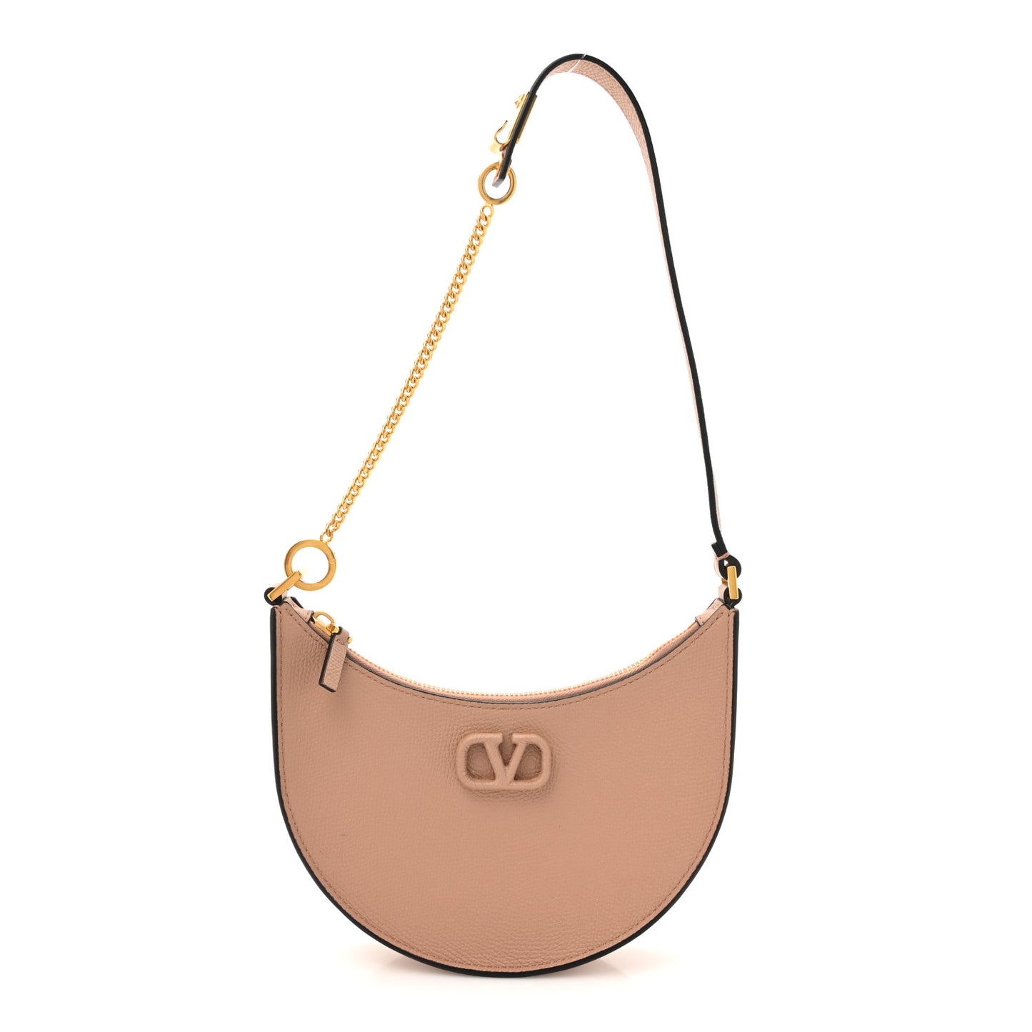 Grainy Calfskin Mini Vlogo Hobo Bag Rose Cannelle