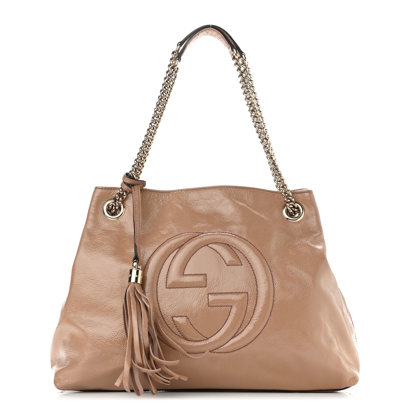 Patent Medium Soho Chain Shoulder Bag Dark Cipria