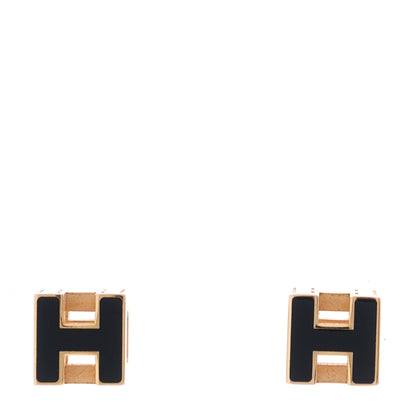 Hermes Gold Lacquered Cage d&#039;H Earrings Black 1 of 4