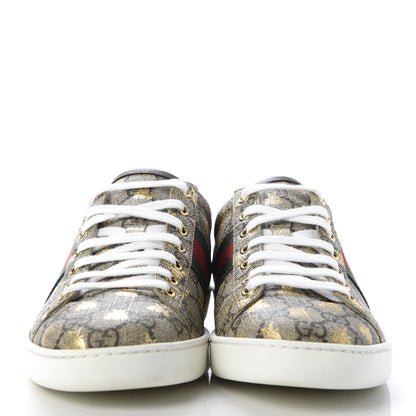 Gucci GG Supreme Monogram Bees Ayers Web Womens Ace Sneakers 38.5 Beige Oro Green Red 2 of 8