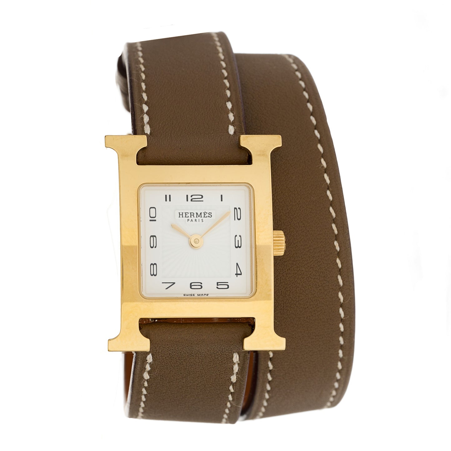 Stainless Steel Swift 21mm Heure H Hour Double Tour Quartz Watch Etoupe