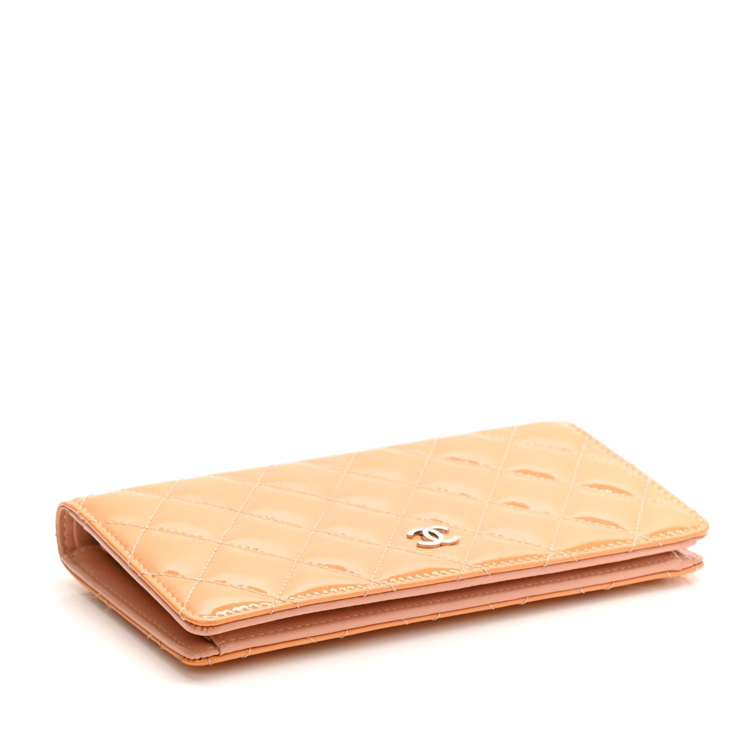 Chanel Patent Calfskin Quilted Yen Wallet Beige 8 of 18