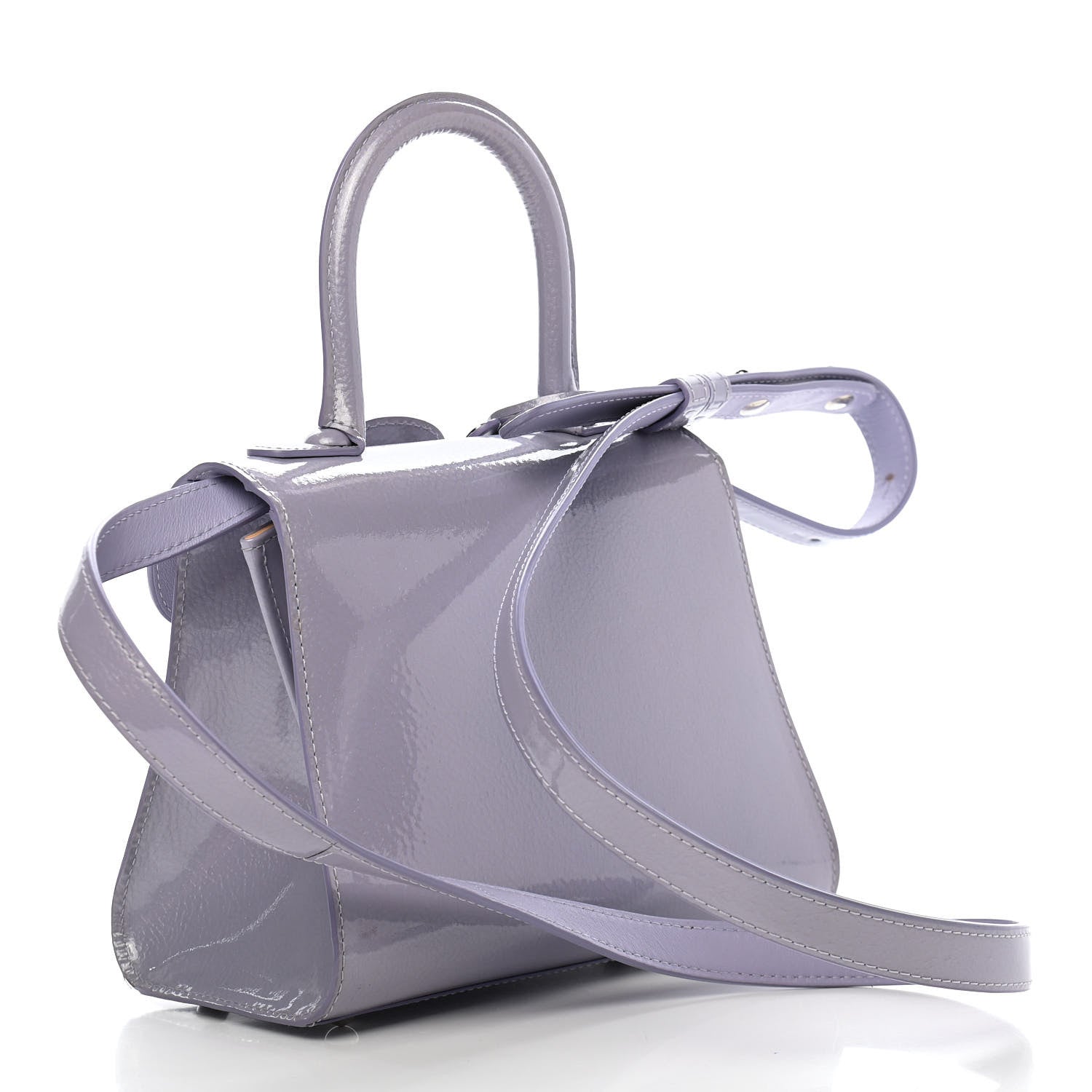 Delvaux Patent Grained Calfskin Mini Brillant Satchel Light Purple 3 of 13