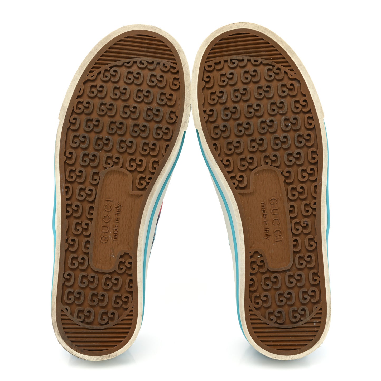 GG Monogram Multicolor Web Womens 1977 Tennis Sneakers 35 Light Blue Mystic White
