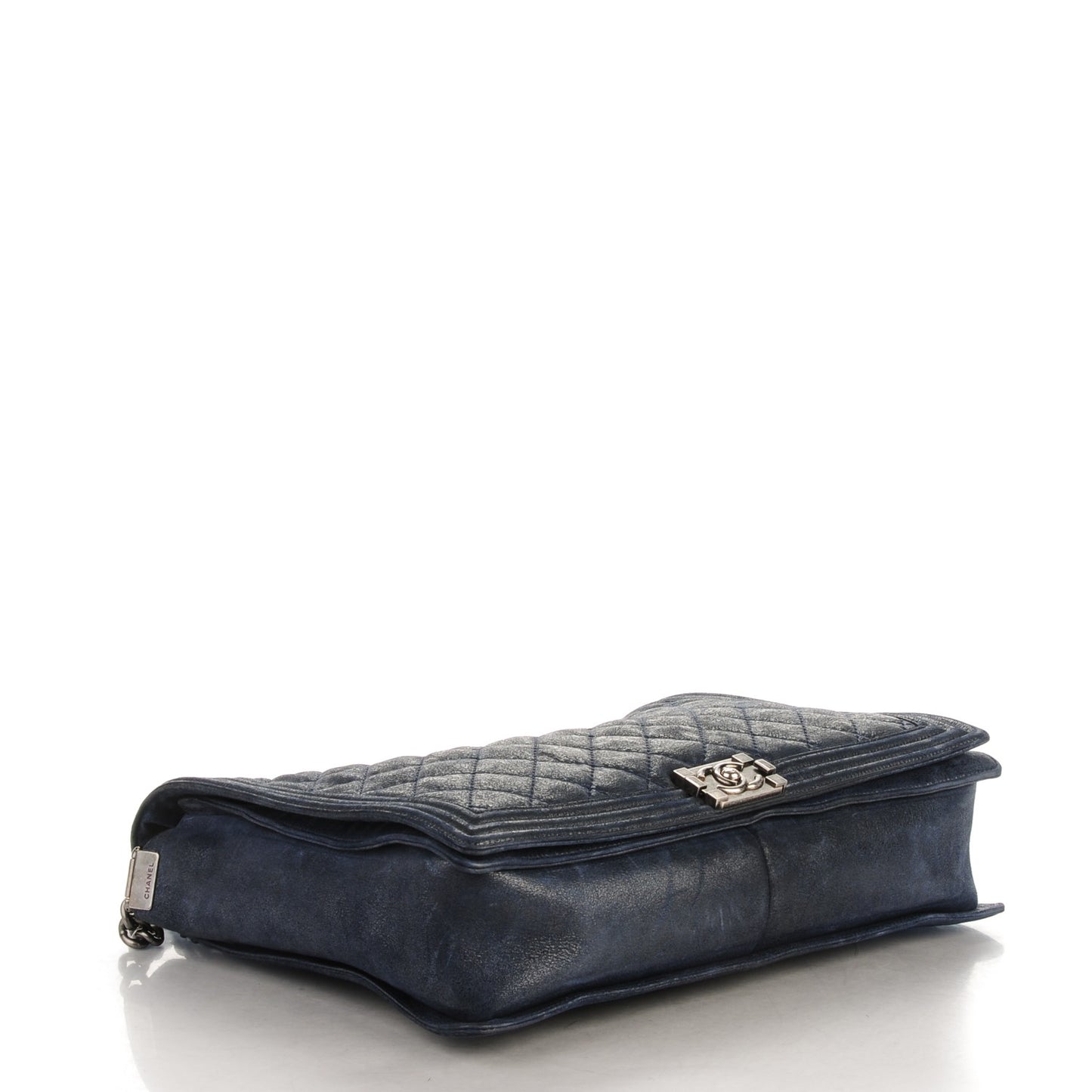 Goatskin Quilted Large Gentle Boy Flap Navy