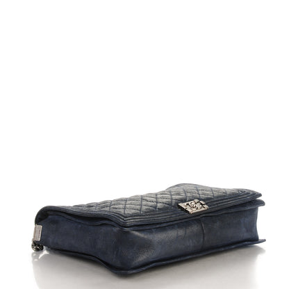 Chanel Goatskin Quilted Large Gentle Boy Flap Navy 4 of 8