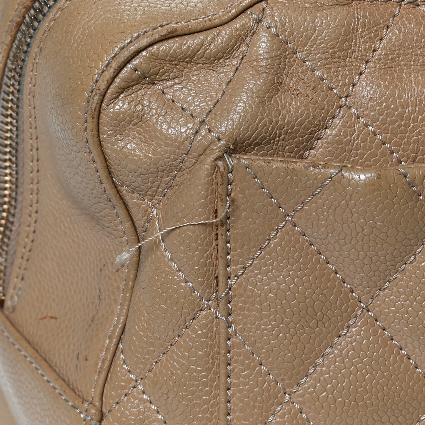 Caviar Quilted Bowler Beige