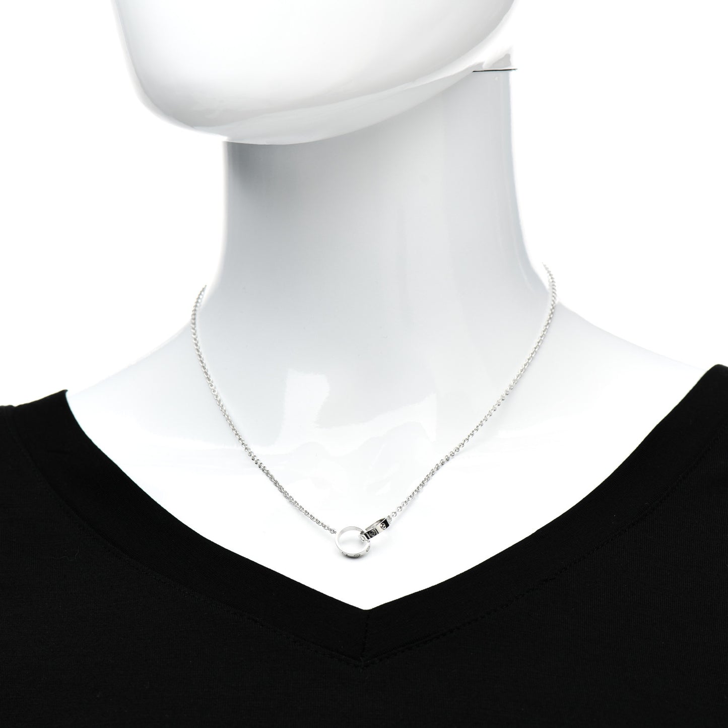 18K White Gold Interlocking LOVE Necklace