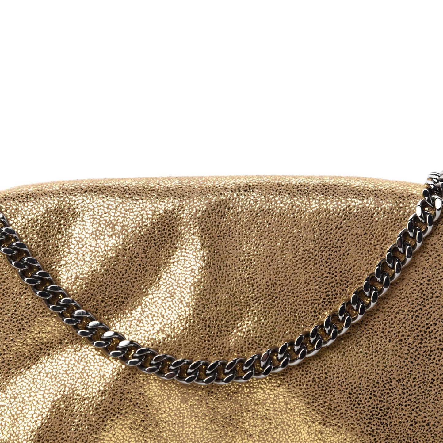 Metallic Crackle Shaggy Deer Falabella Crossbody Bag Gold