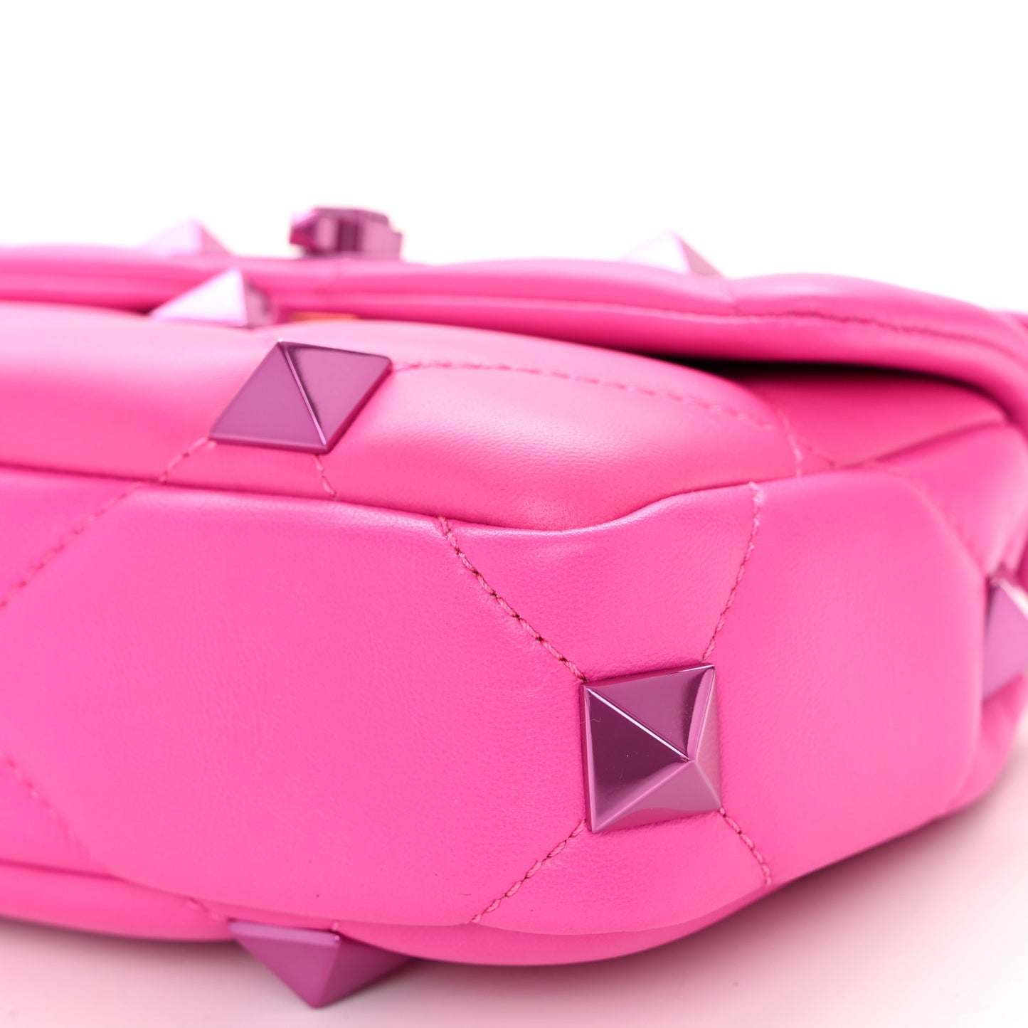Nappa Lacquer Monochrome Small Roman Stud Shoulder Bag Pink PP