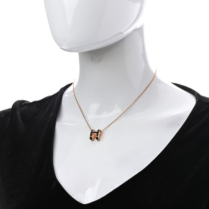 Hermes Lacquered Rose Gold Pop H Pendant Necklace Black 2 of 7