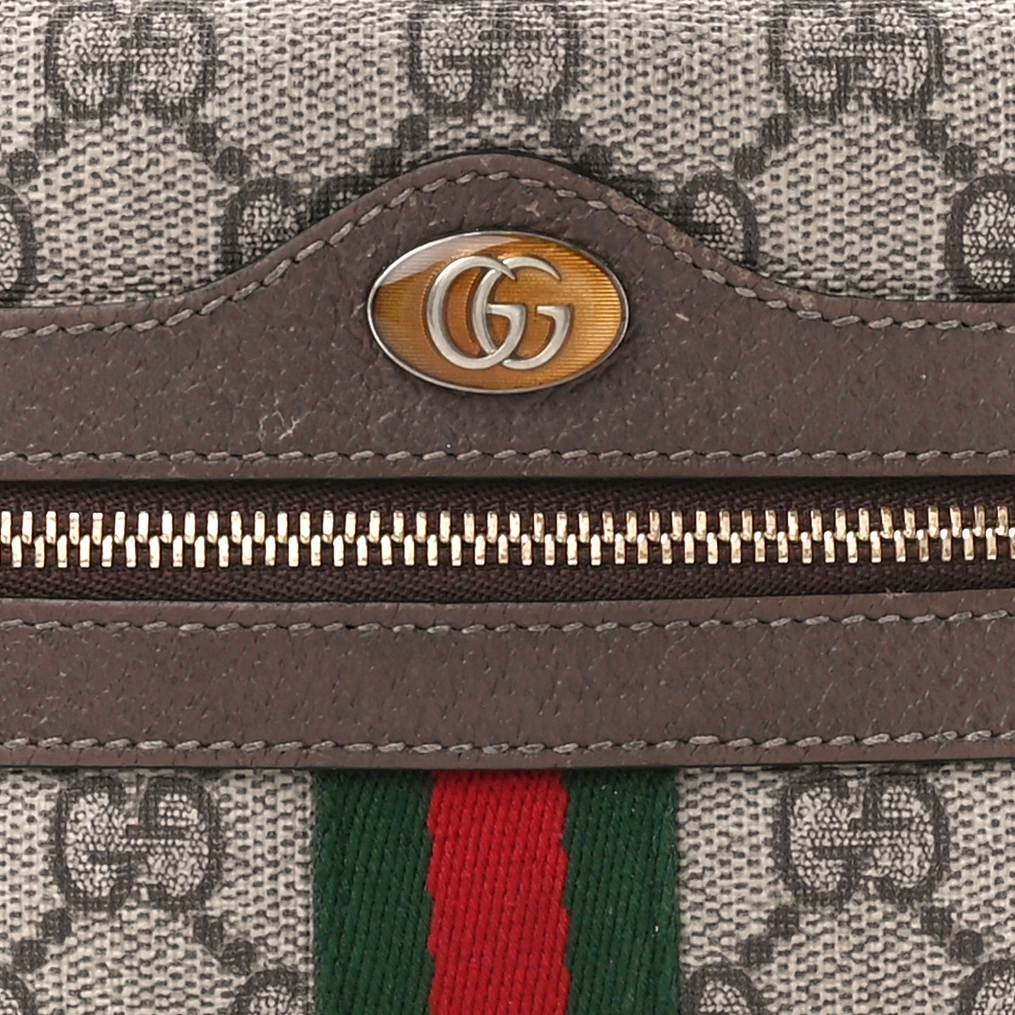 GG Supreme Monogram Web Mini Ophidia Shoulder Bag Brown