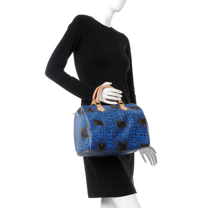 Louis Vuitton Monogram Kusama Town Speedy 30 Blue 2 of 12