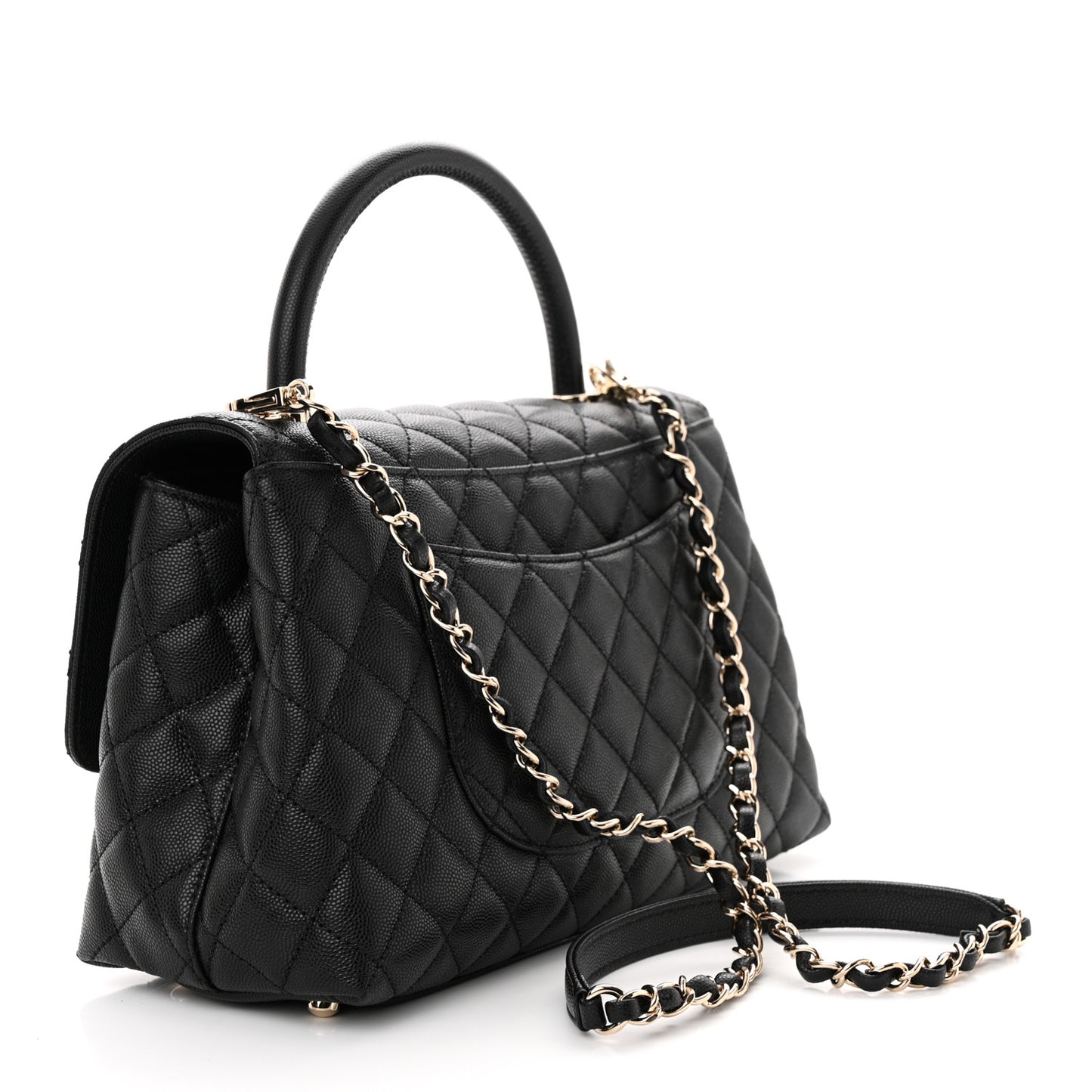 Caviar Quilted Small Coco Handle Flap Black