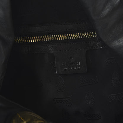 Gucci Leather Large Hysteria Top Handle Bag Black Yellow 9 of 13