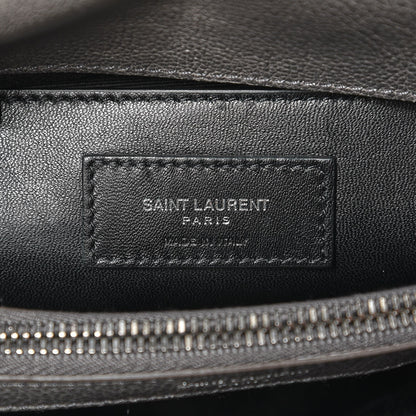 Saint Laurent Sheepskin Matelasse Chevron Monogram Medium College Bag Light Coal 7 of 8