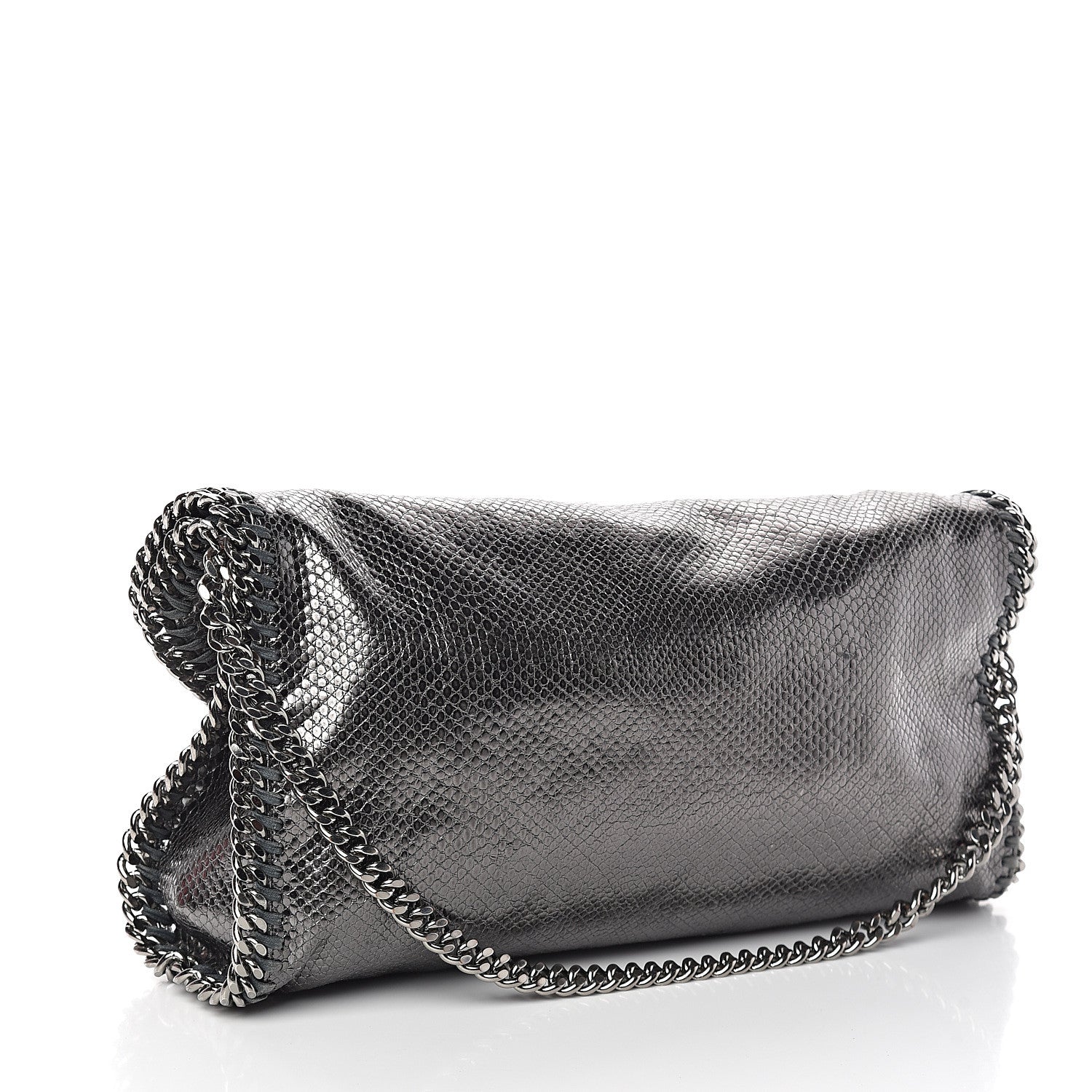 Stella McCartney Metallic Snake Print Falabella Fold Over Tote Ruthenium 2 of 8