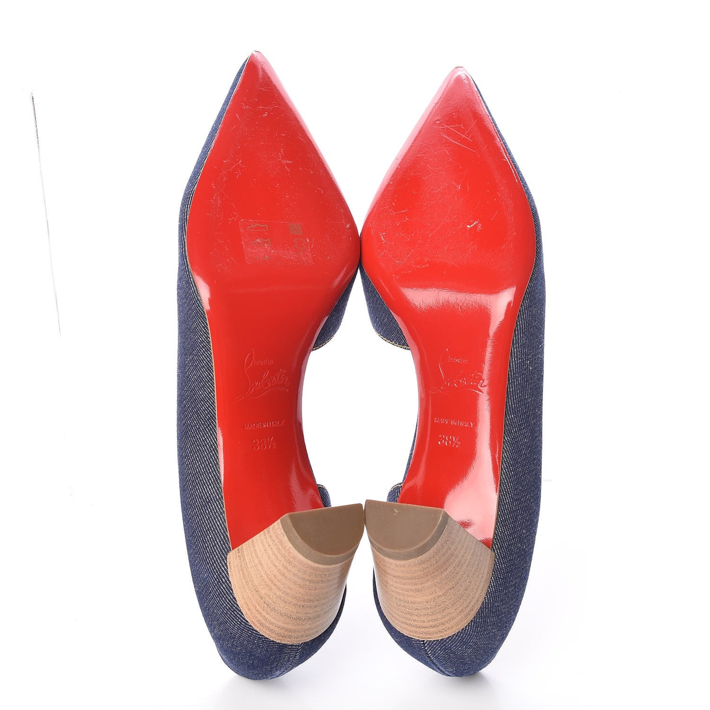 Denim Cuoio Karera 45 Pumps 38.5 Blue Beige Lucido