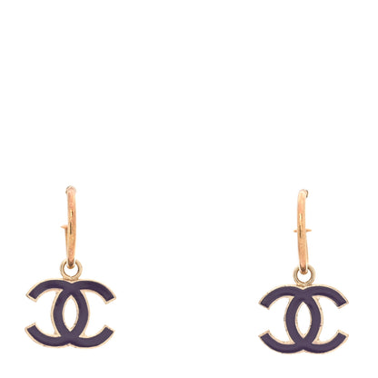 Chanel Enamel CC Drop Earrings Gold Purple 1 of 6