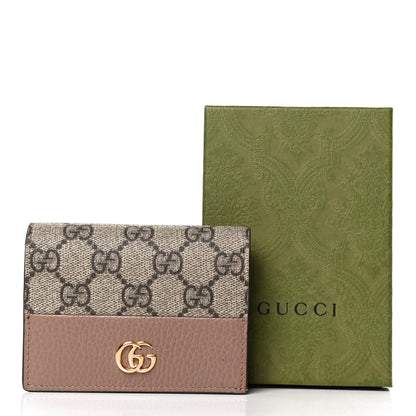 Gucci Dollar Calfskin GG Supreme Monogram GG Marmont Card Case Porcelain Rose Beige Ebony 9 of 9