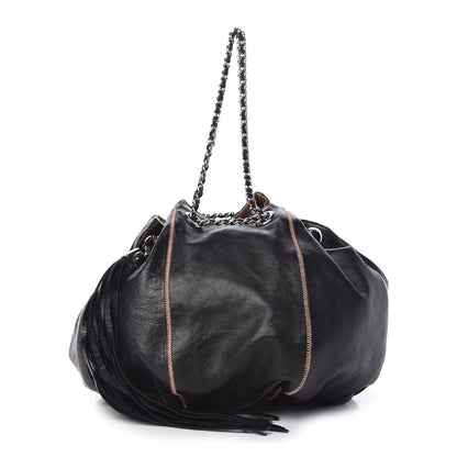 Chanel Lambskin Satin Reversible Sac Cordon Black 15 of 21