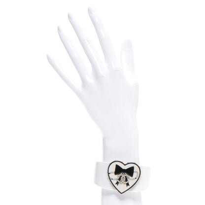Chanel Resin Heart Pearl CC Cuff White 2 of 5