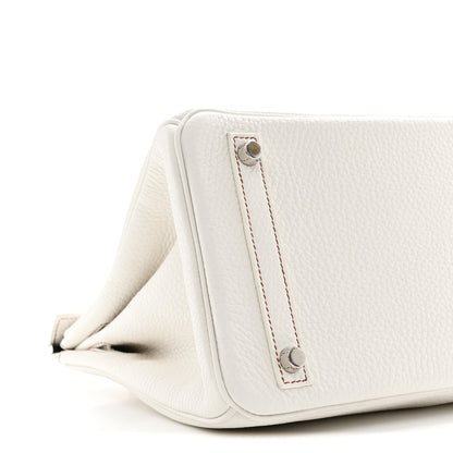 Hermes Taurillon Clemence Horseshoe Birkin 30 White Black 9 of 11