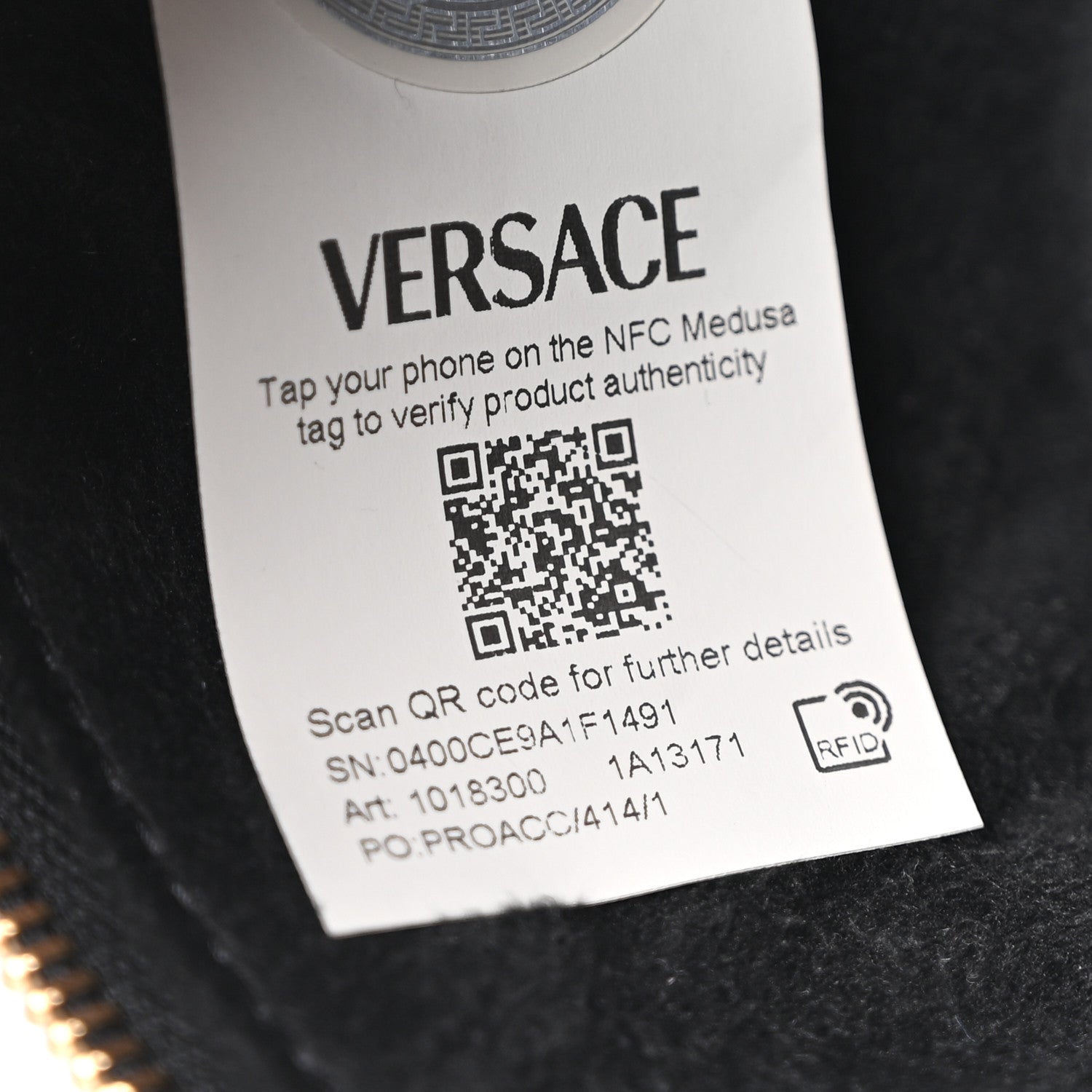 Versace Lambskin Tag Vanity Bag Black 7 of 10