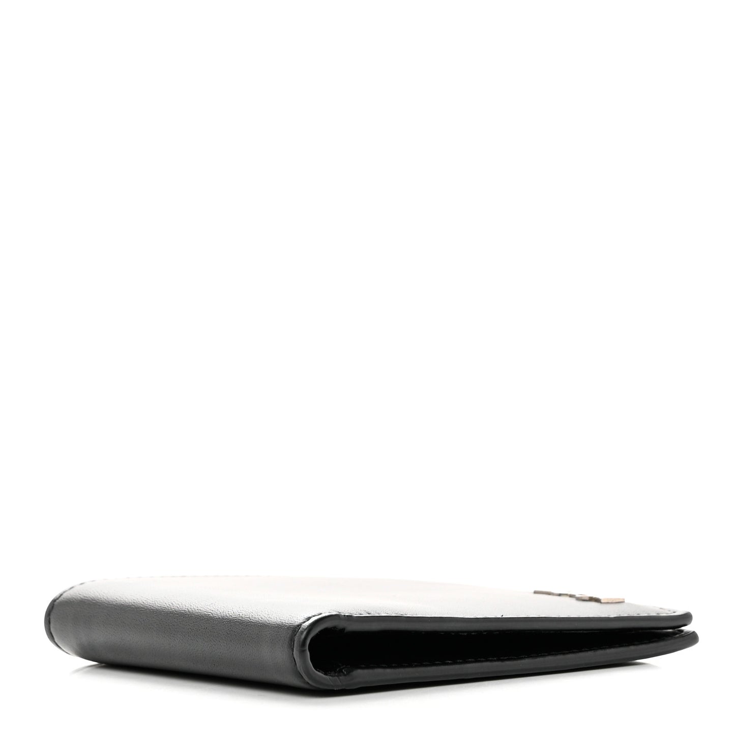 Matte Calfskin Tiny Cassandre East West Wallet Black