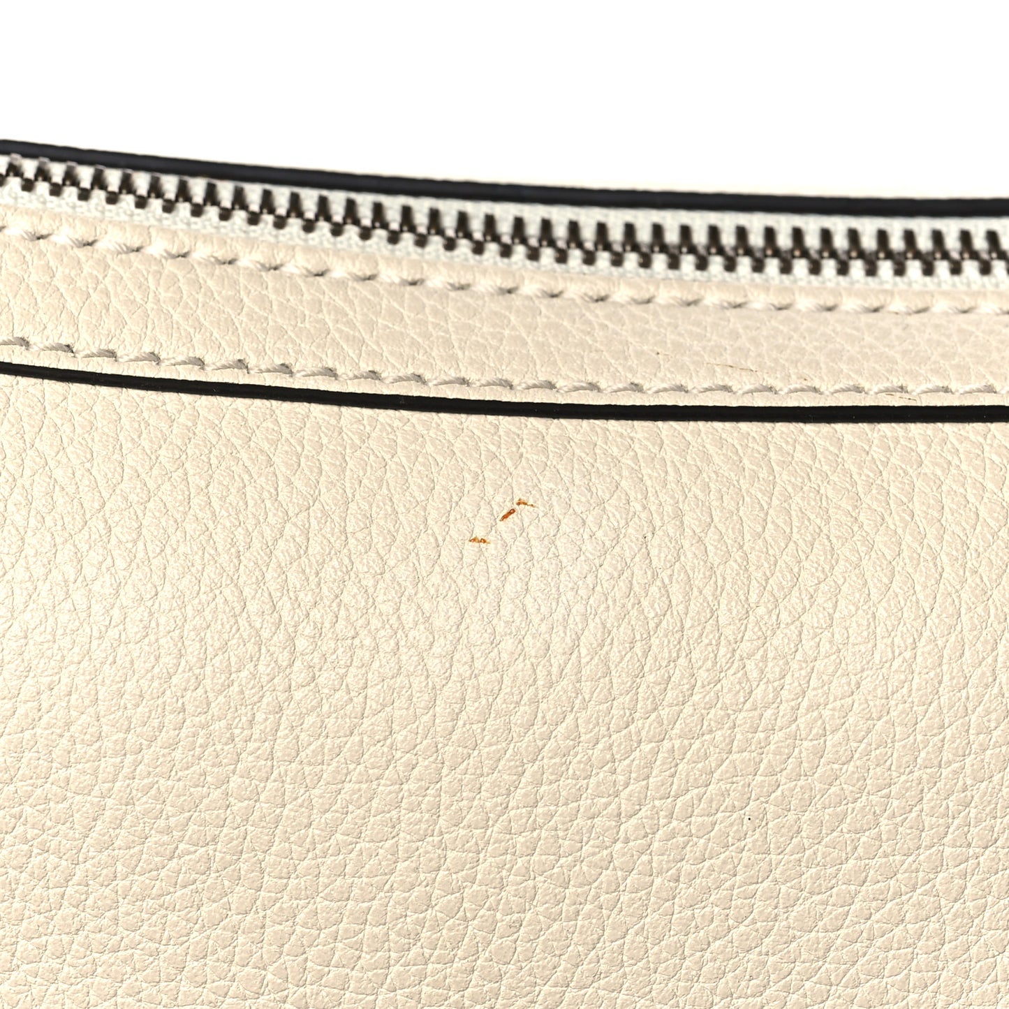 Grained Calfskin Logo Half Moon Hobo White