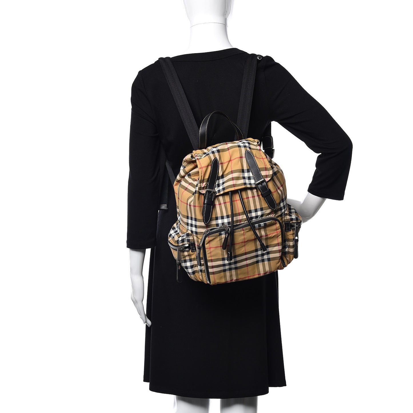 Nylon Vintage Check Medium Rucksack Backpack Antique Yellow