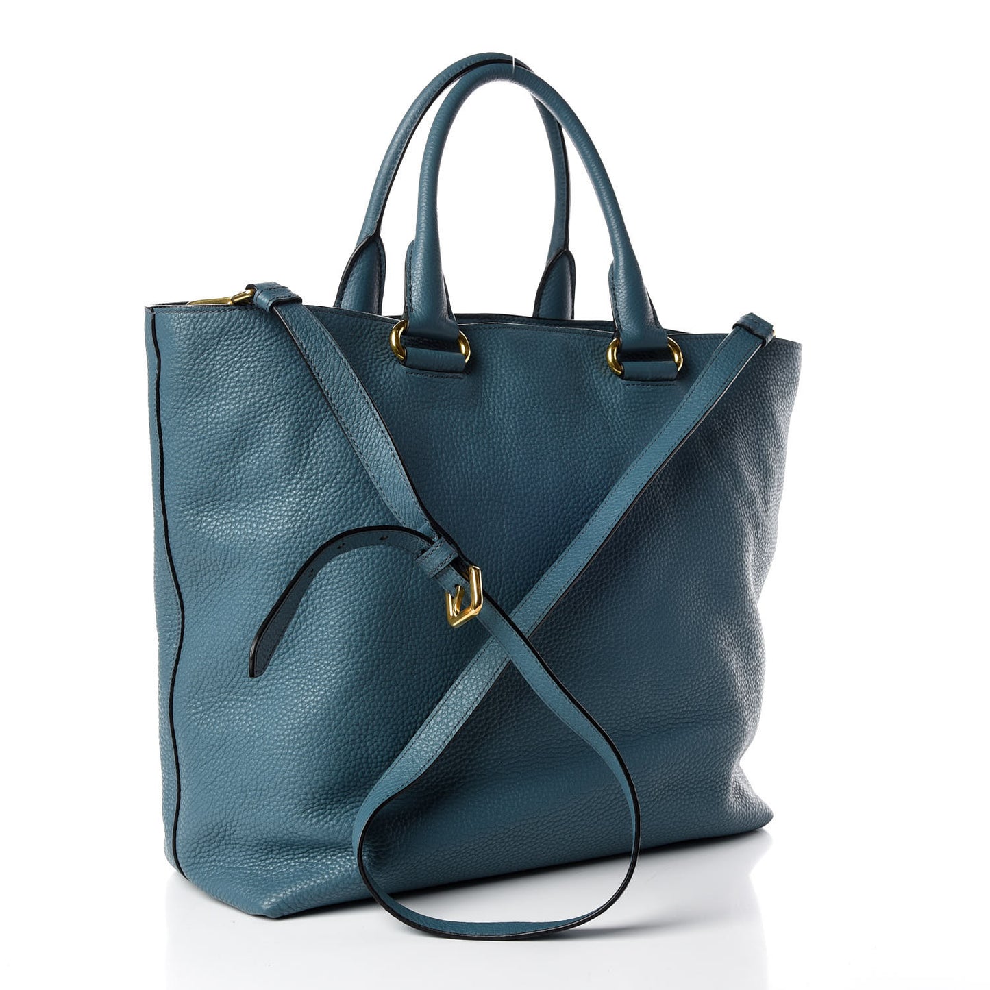 Vitello Daino Shopping Tote Marine