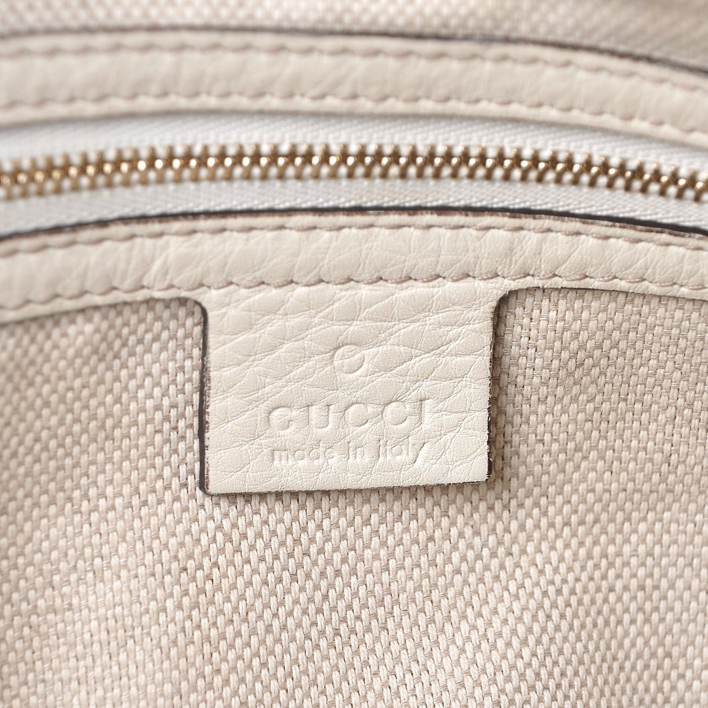 Pebbled Calfskin Small Soho Top Handle Bag Off White