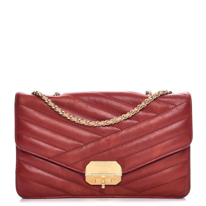 Chanel Calfskin Chevron Quilted Gabrielle Flap Red 1 of 10