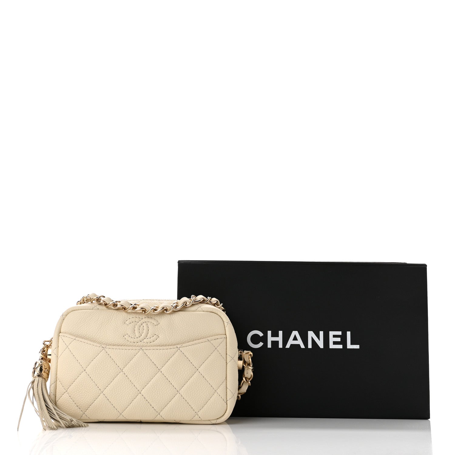 Chanel Caviar Quilted Mini Coco Tassel Camera Case White 11 of 11