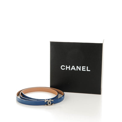 Chanel Patent CC Skinny Belt 95 38 Blue Fonce 8 of 8