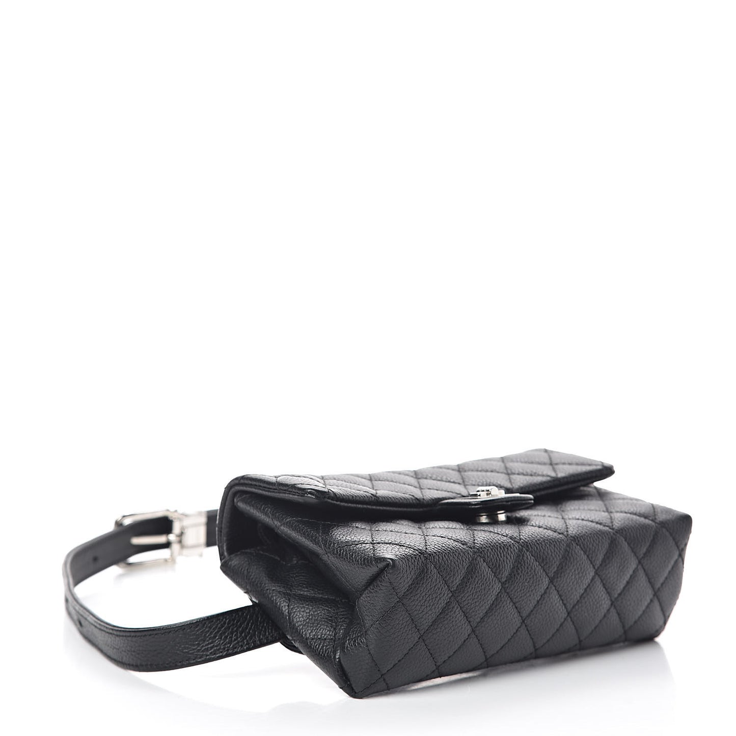 Grained Calfskin Quilted 2.55 Reissue Flap Belt Bag Clutch Black