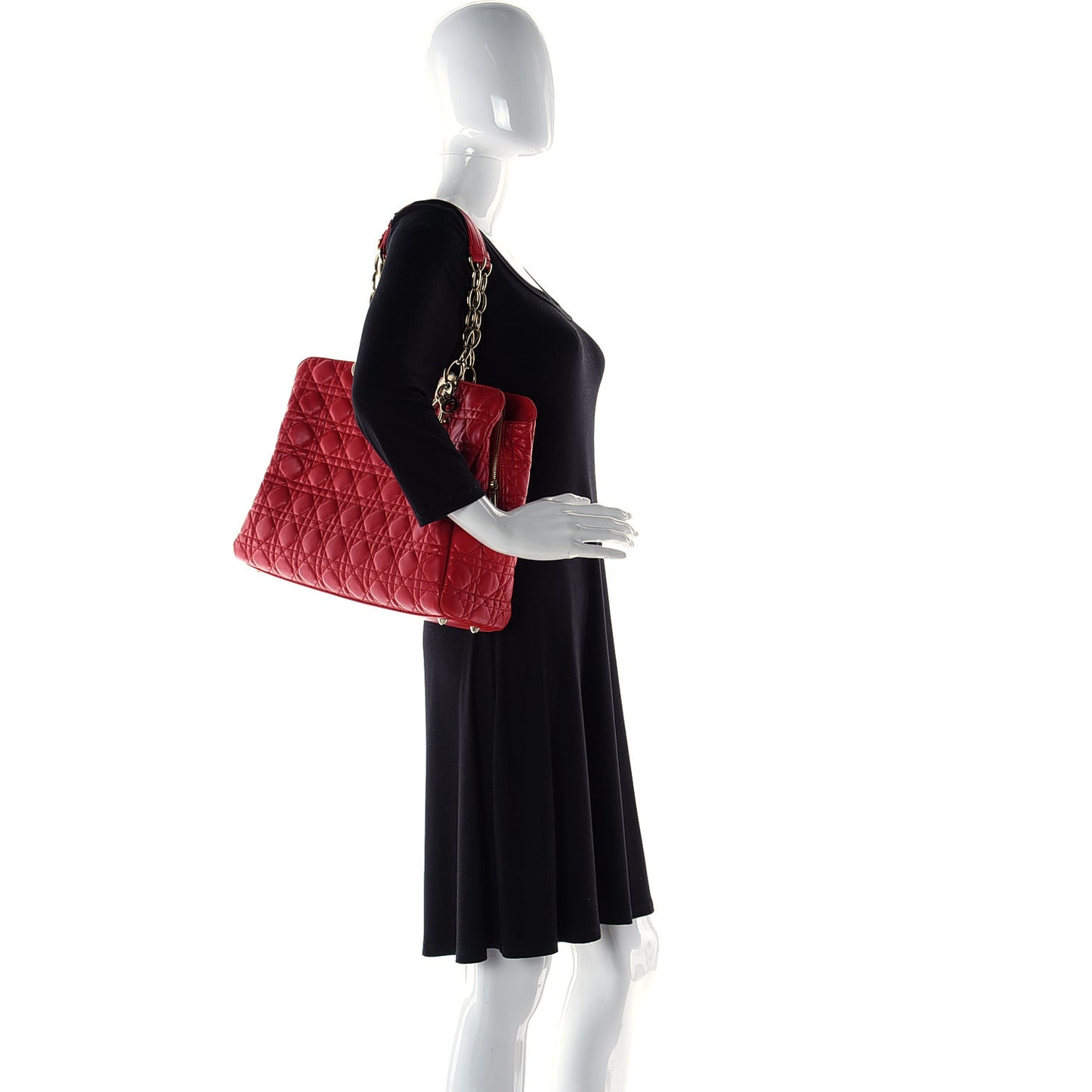 Lambskin Cannage Large Dior Soft Shopping Tote Red