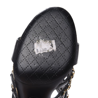 Chanel Lambskin Gladiator Chain Sandals 38 Black Gold 9 of 11