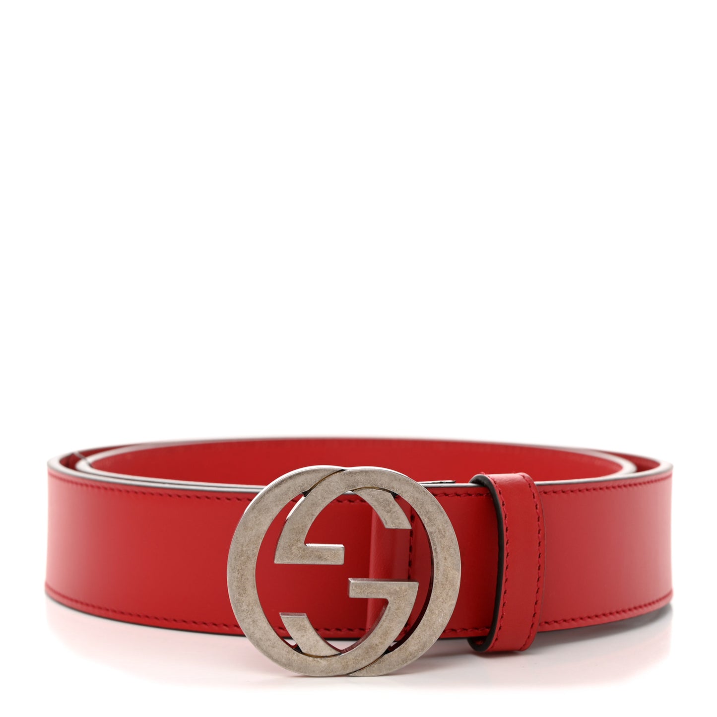 Selleria Calfskin Mens Interlocking G 37mm Belt 100 40 Rosso
