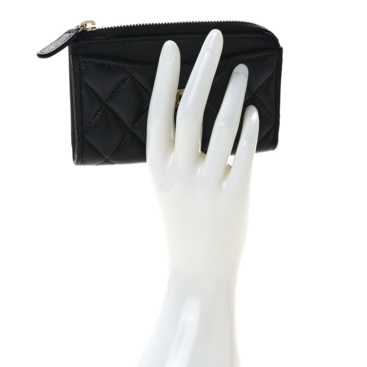Chanel Caviar Quilted CC Zip Around Card Holder Black 2 of 7