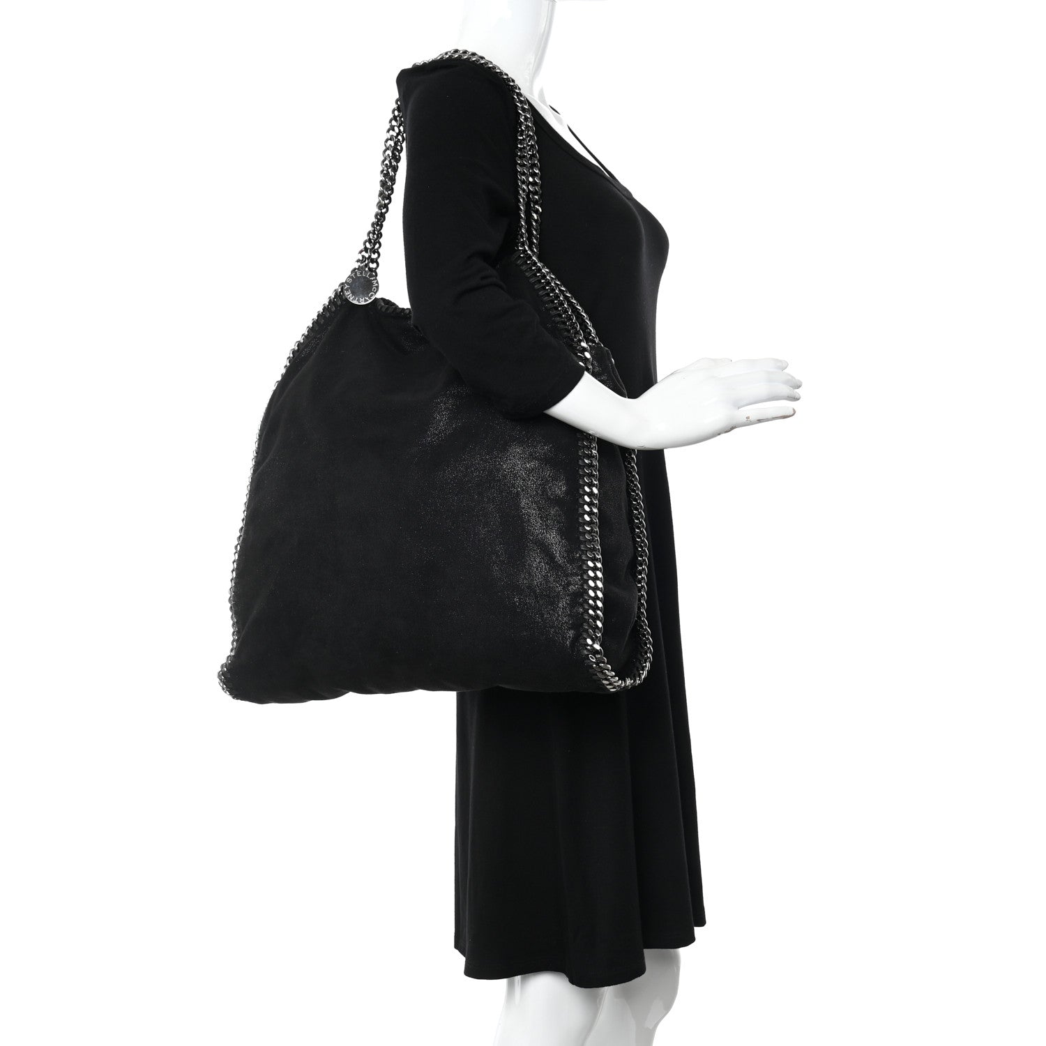Stella McCartney Metallic Shaggy Deer Big Falabella Tote Black 2 of 11