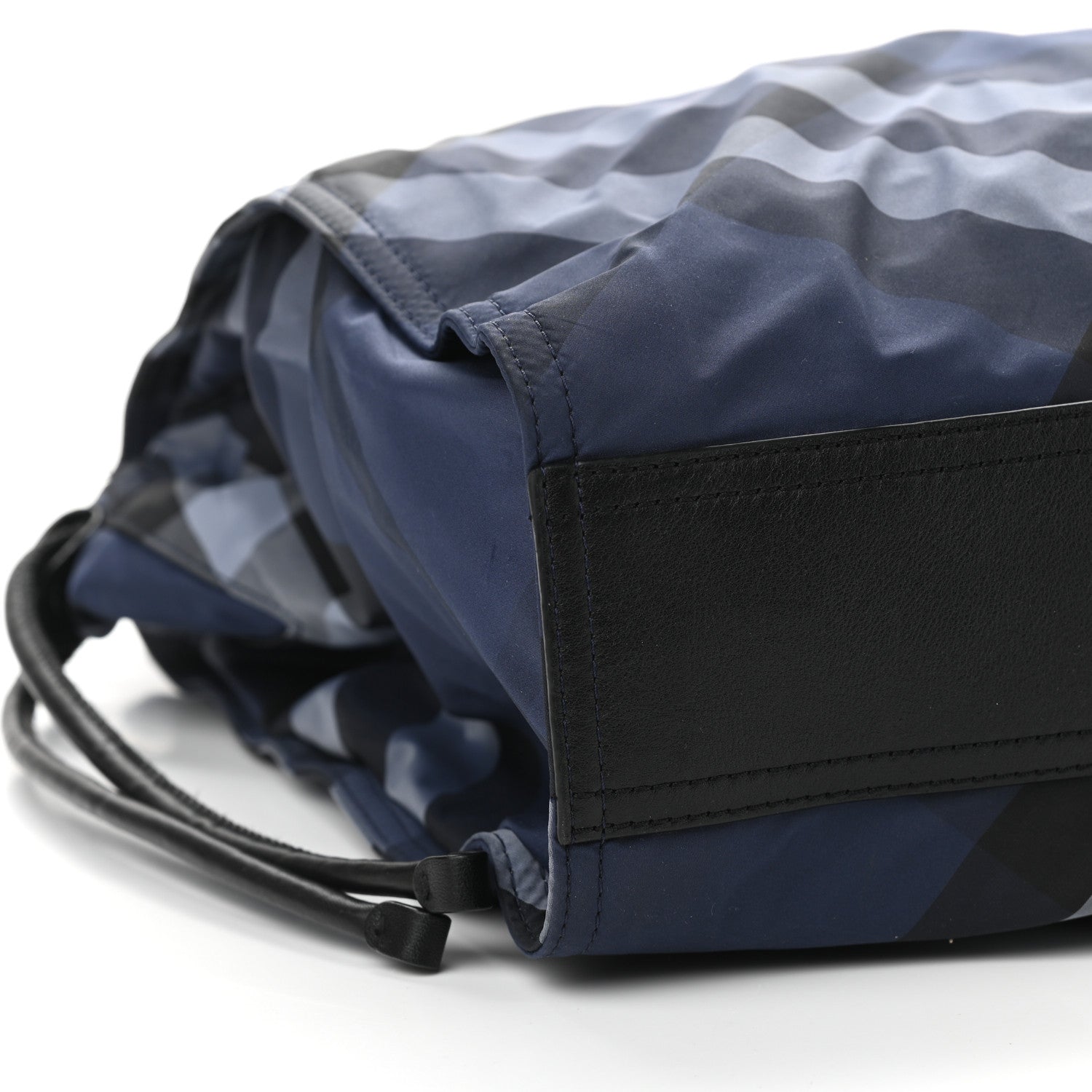 Burberry Nylon Check Small Buckleigh Packable Tote Navy Blue 8 of 11