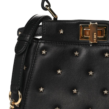 Fendi Nappa Crystal Studded XS Peekaboo Iconic Satchel Black 8 of 10