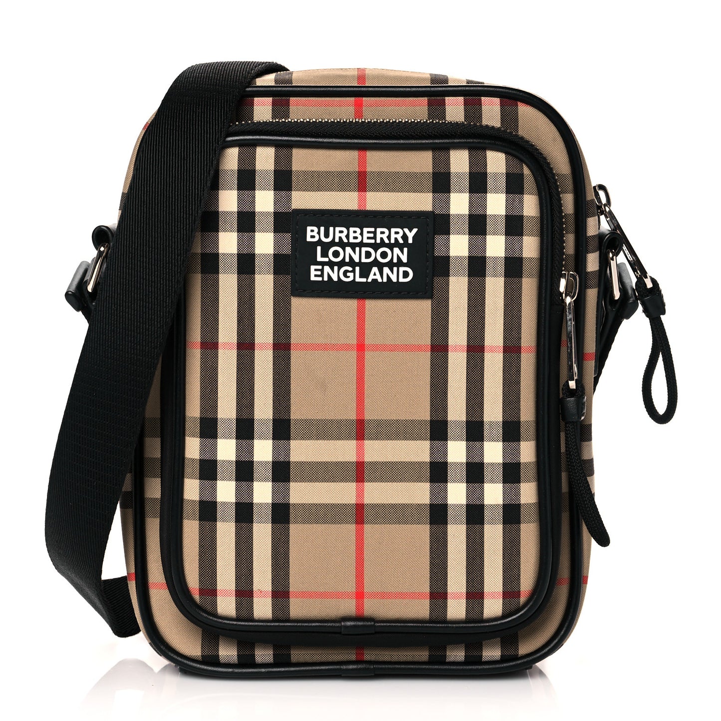 Canvas Calfskin Vintage Check Freddie Crossbody Bag Archive Beige