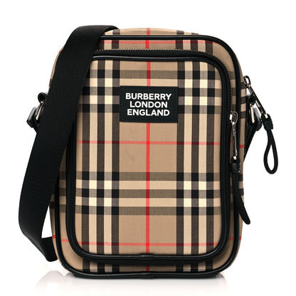 Burberry Canvas Calfskin Vintage Check Freddie Crossbody Bag Archive Beige 1 of 10