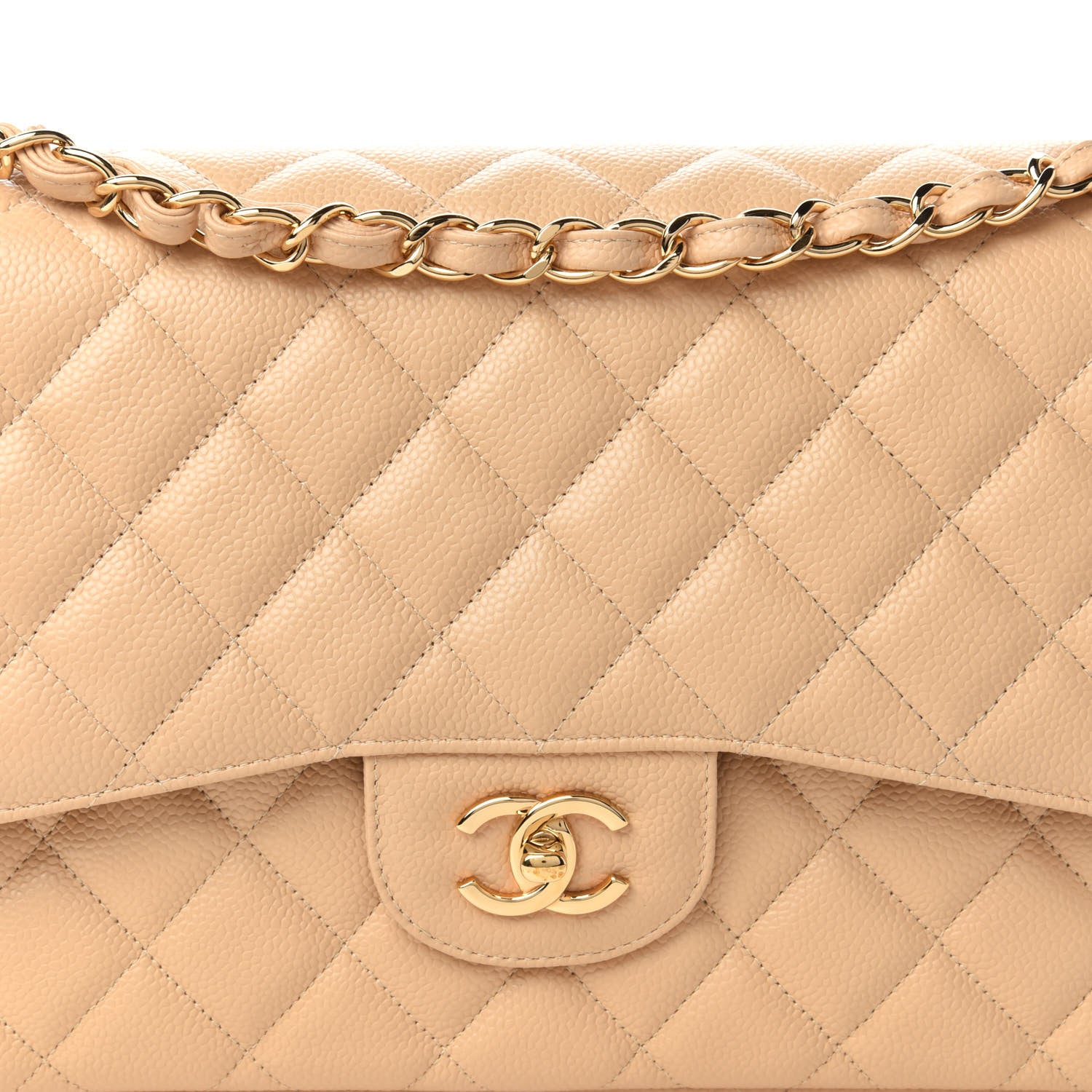 Chanel Caviar Quilted Jumbo Double Flap Light Beige 10 of 11