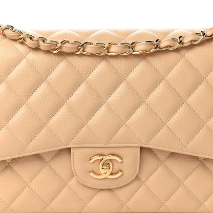 Chanel Caviar Quilted Jumbo Double Flap Light Beige 10 of 11